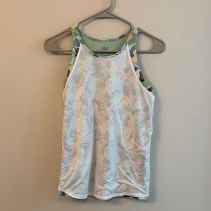 Athleta kids Racerback Tank Top - White with Pastel Green & Pink Accents